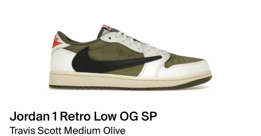 Jordan 1 Retro Low OG SP "Travis Scott Medium Olive"